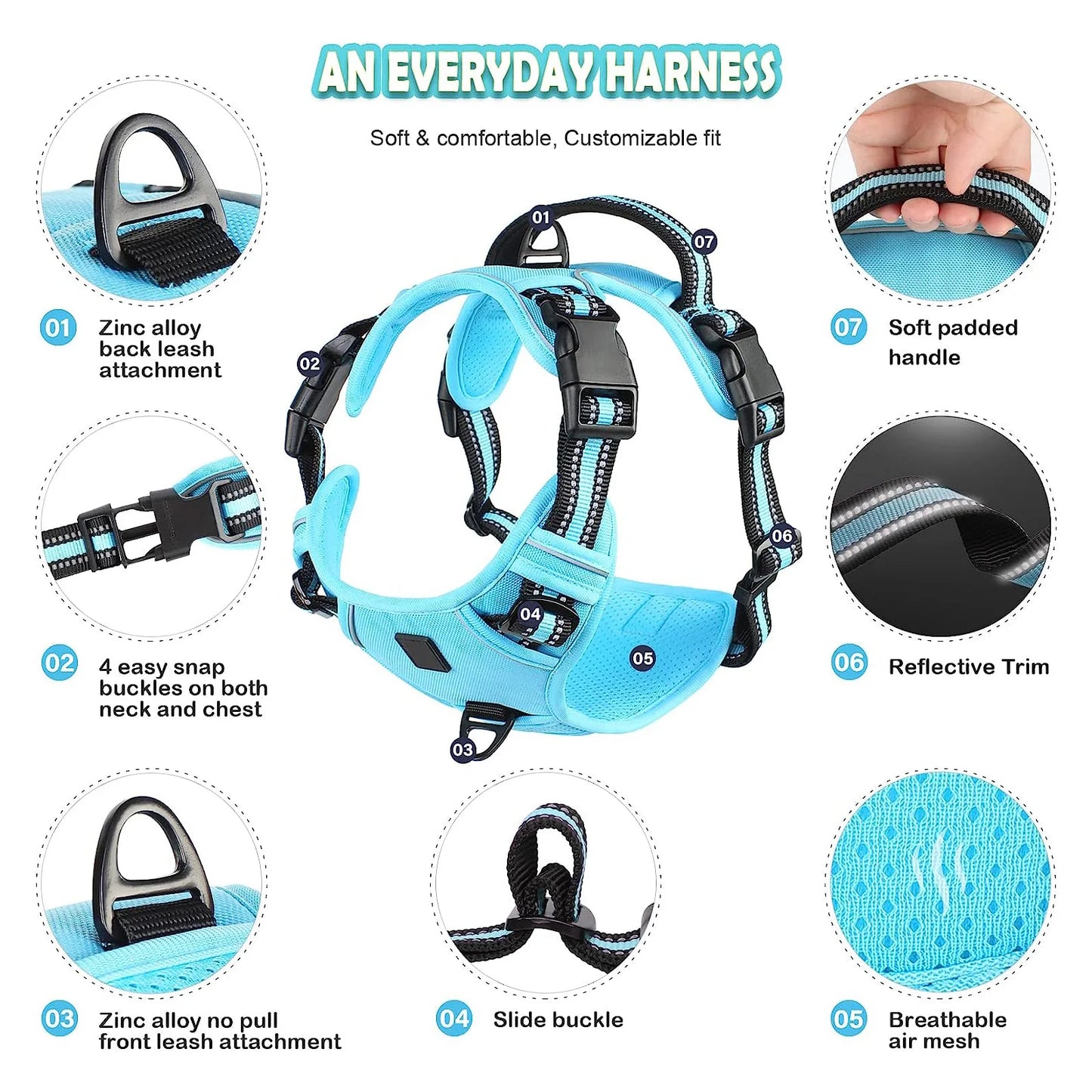 ControlFit – No-Pull Adjustable Dog Harness with Soft Padded Vest