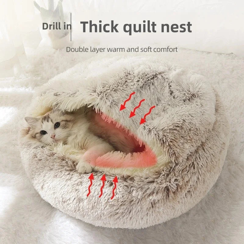CozyShell Nest – Plush Winter Bed for Cats